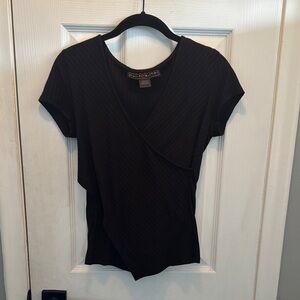 Polly & Esther Black Wrap Blouse